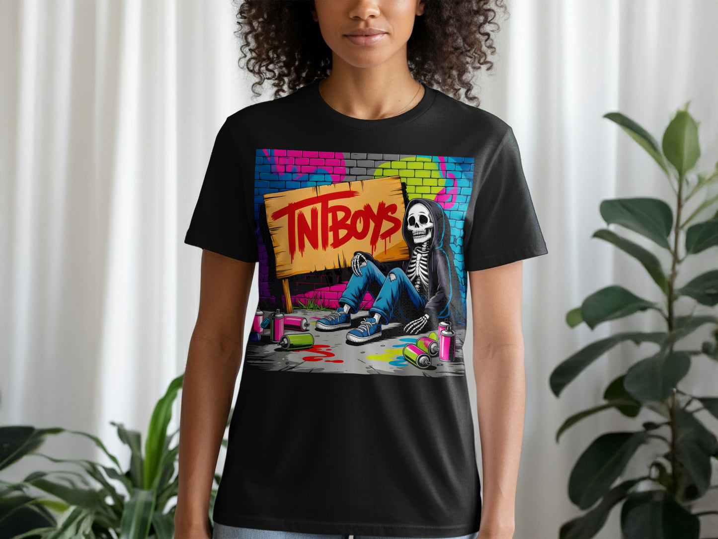 TN Boys Graphic Skeleton Street Art T-Shirt